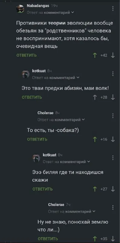 Предки обезьян и волк