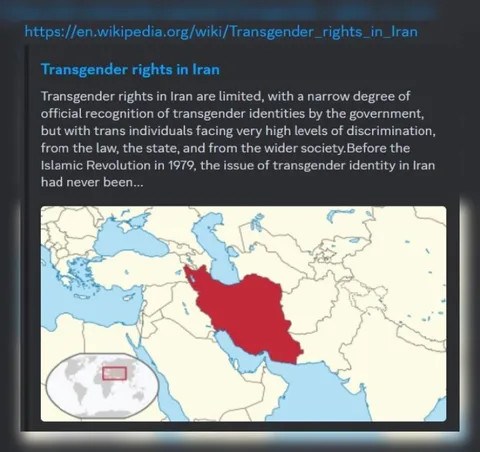 Transgender Rights in Iran Wikipedia Screenshot