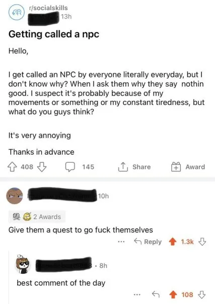 Getting Called an NPC