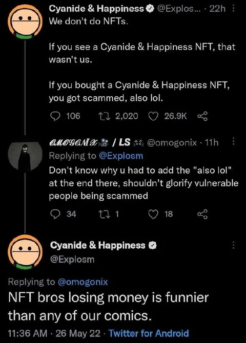Cyanide & Happiness NFT Scam
