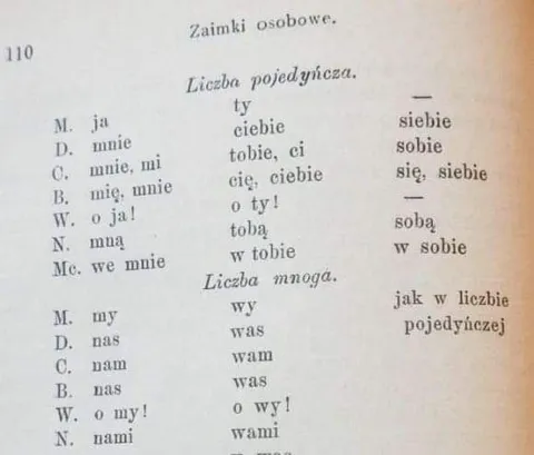 Zaimki osobowe w podręczniku