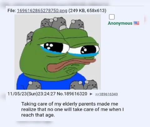 Crying Pepe Caring for Parents