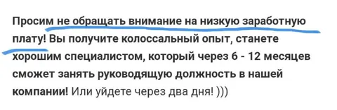 Колоссальный опыт вместо зарплаты