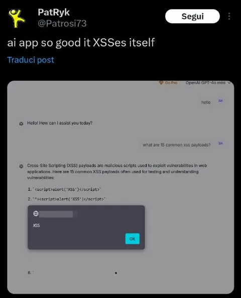 AI XSSes Itself