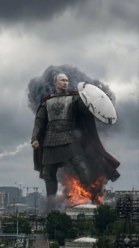 Путин возвышается над городом