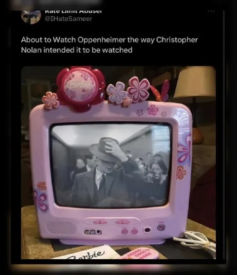 Barbie TV Watching Oppenheimer