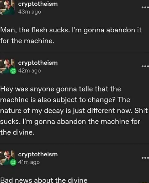 Abandoning Flesh, Machine, and Divine