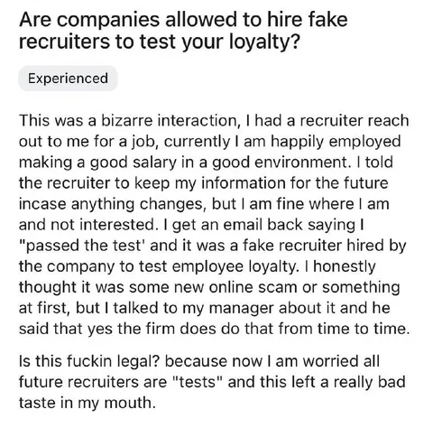 Fake Recruiter Loyalty Test