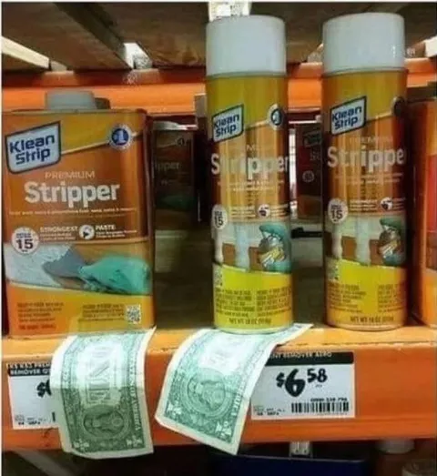 Money Hanging from Stripper Cans