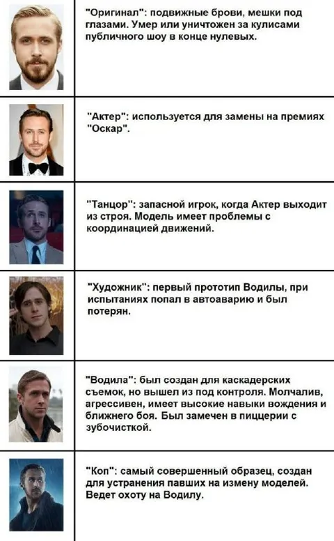 Шесть версий Райана Гослинга