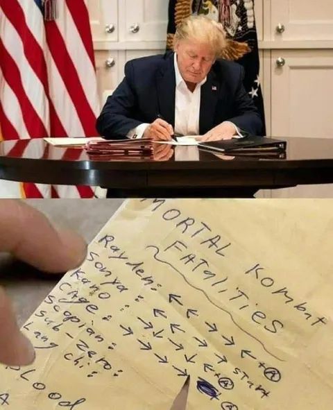 Трамп выполняет фаталити Mortal Kombat