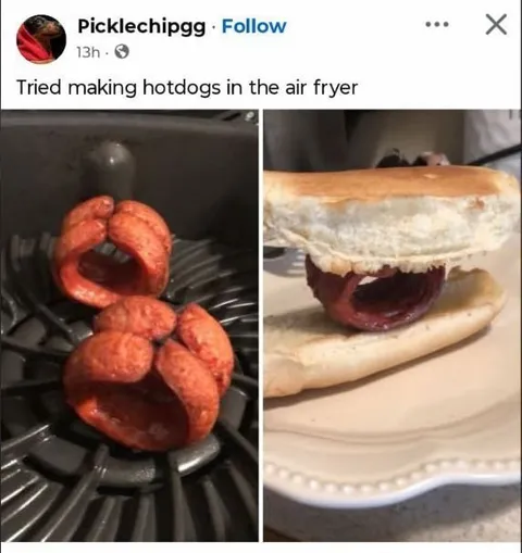 Air Fryer Hotdog Disaster