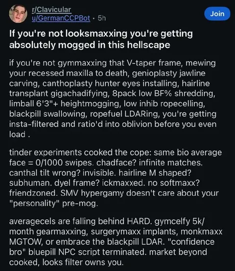 Looksmaxxing Hellscape Copypasta