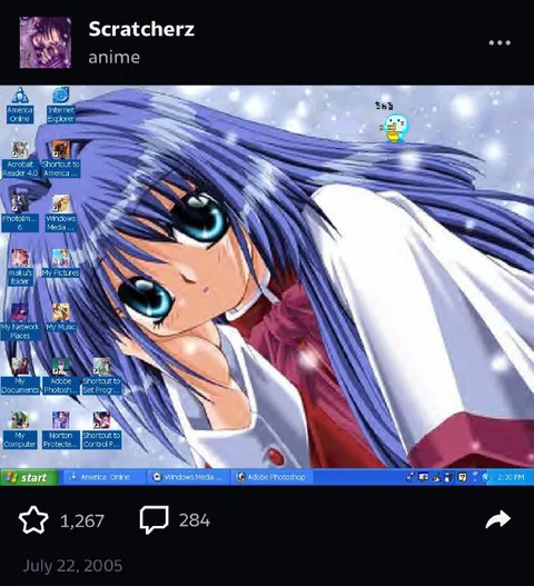 Anime Girl Windows XP Desktop