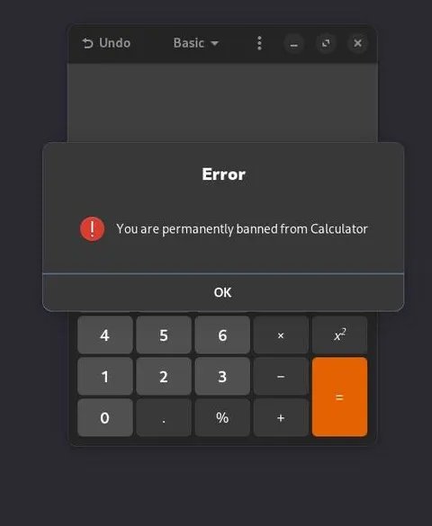 Permanently Banned From Calculator
