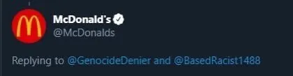 McDonald's Replies to Racist Accounts