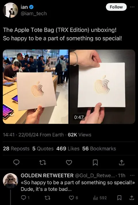 Apple Tote Bag Unboxing Fail