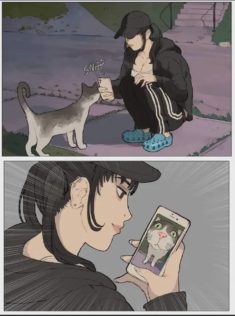 Girl Takes a Cat Selfie