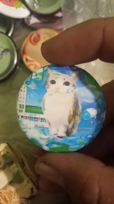 Кот на ярком значке