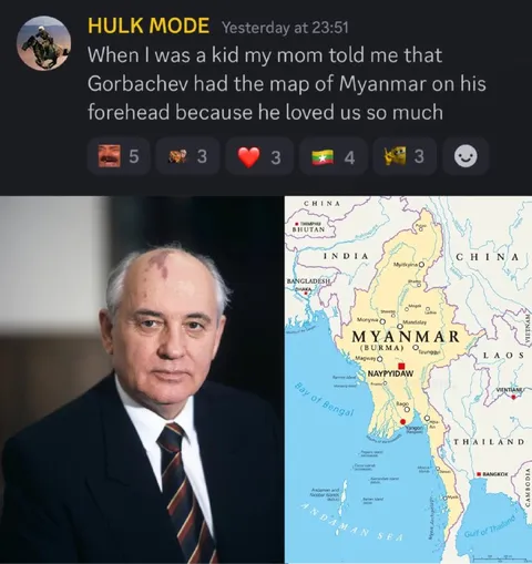 Gorbachev Myanmar Forehead Map