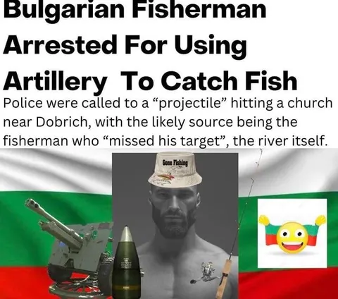 Bulgarian Fisherman Uses Artillery