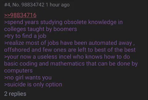 Obsolete Knowledge Jobless Incel