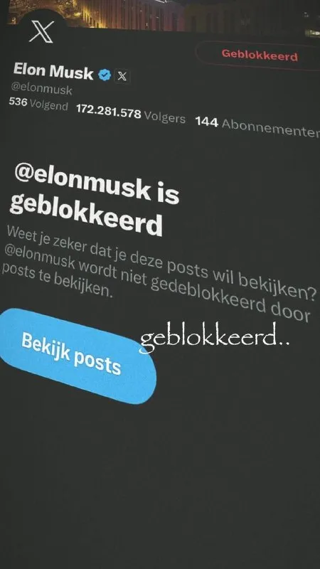 Elon Musk geblokkeerd