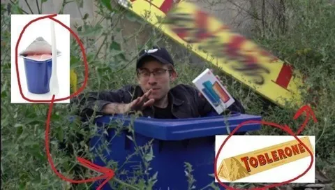 Man Hiding in a Toblerone Dumpster