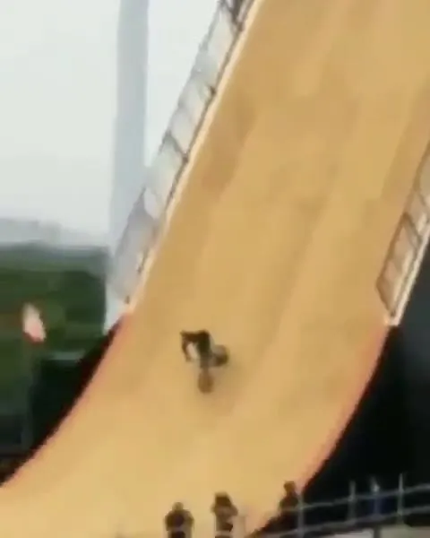 BMX Rider Falls Down Ramp