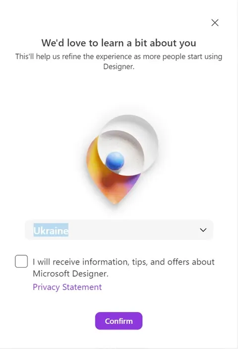 Microsoft Designer Country Survey