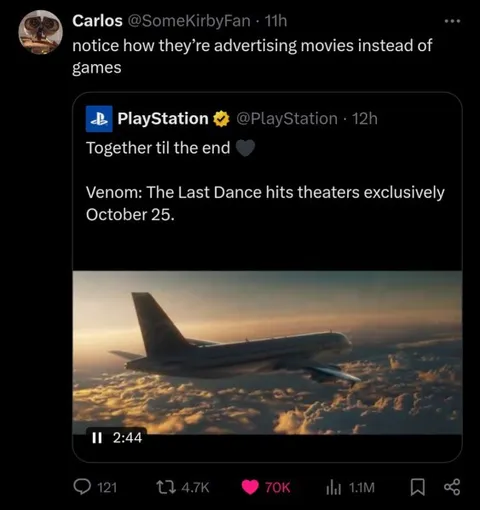 PlayStation Advertises Venom Movie