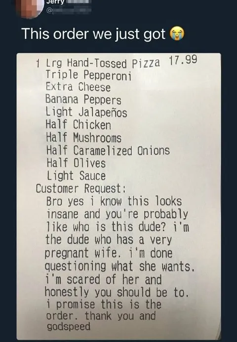 Pregnant Wife Pizza Order