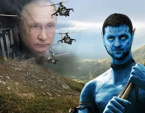 Путин атакует синего человека
