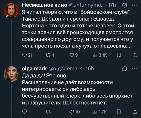 Расщепление личности в Бойцовском клубе
