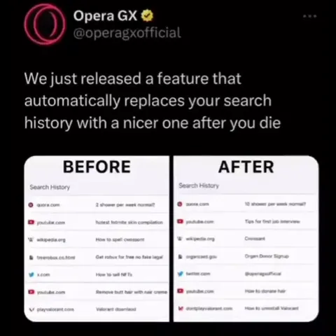Opera GX replaces your search history