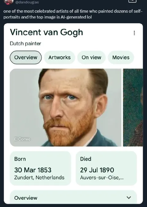 Van Gogh Self-Portrait AI Fail