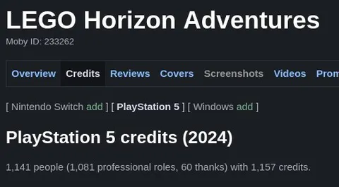 LEGO Horizon Adventures Credits
