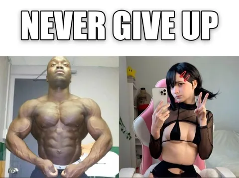 Never Give Up Bodybuilder Cosplayer