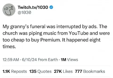 Funeral Interrupted by YouTube Ads