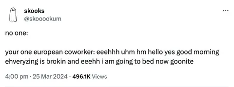 European Coworker Good Morning