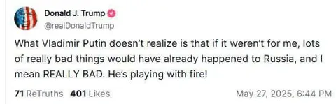 Trump Says He Saved Russia
