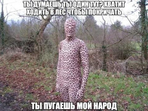 Леопардовый костюм в лесу