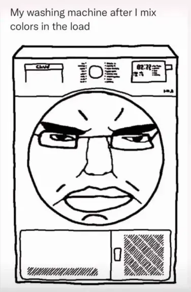 Angry Washing Machine After Mixing Colors