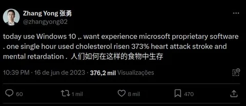 Windows 10 Raises Cholesterol 373%