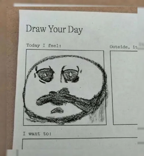 Sad Mustache Face Drawing