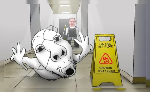 Dog Slips on Wet Floor