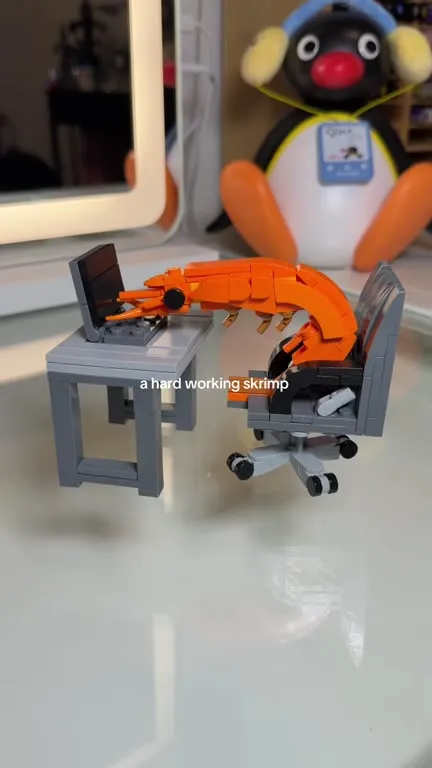 Hardworking Shrimp at the Desk
