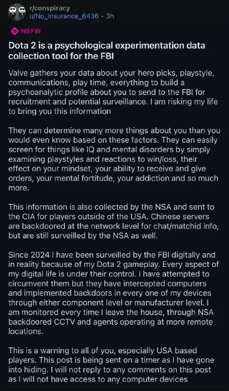 Dota 2 FBI Surveillance Conspiracy