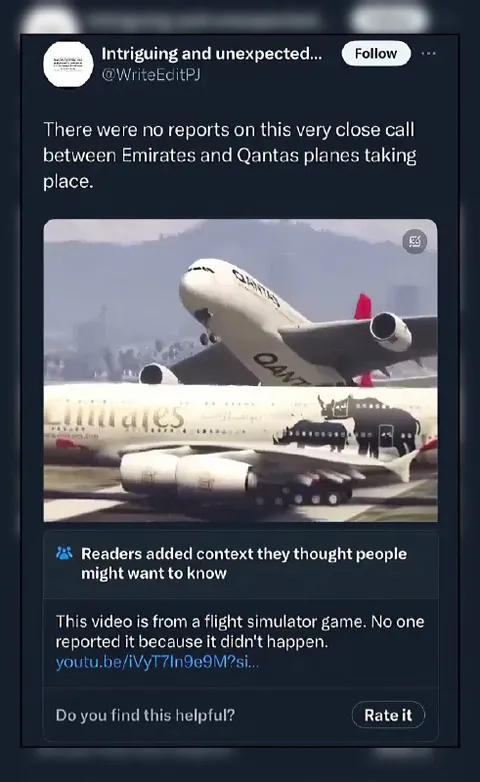 Emirates and Qantas Near Miss