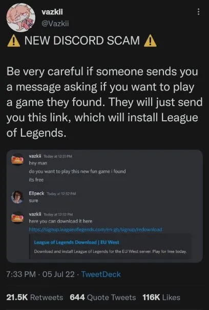 New Discord Scam League of Legends